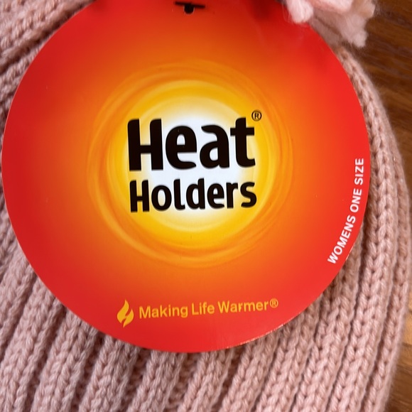 NWT Heat Holders Pink Thermal Hat w/ Heatwaver Insulation & Pom Pom One Size - Picture 3 of 9